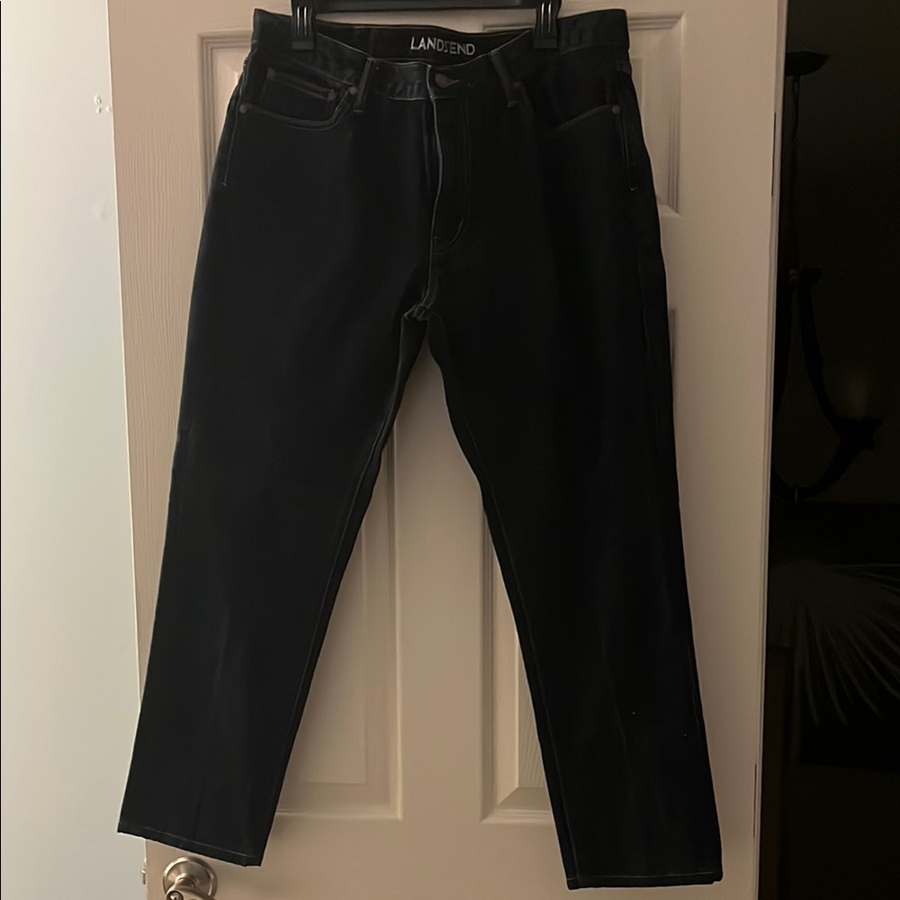 Lands' End Black Straight Jeans Classic Fit